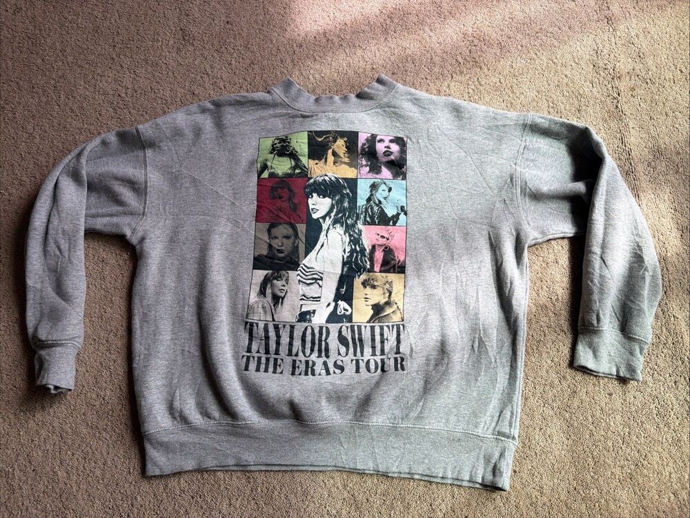 Taylor Swift The Eras Tour Crewneck Sweatshirt Heather Gray Adult Size Large